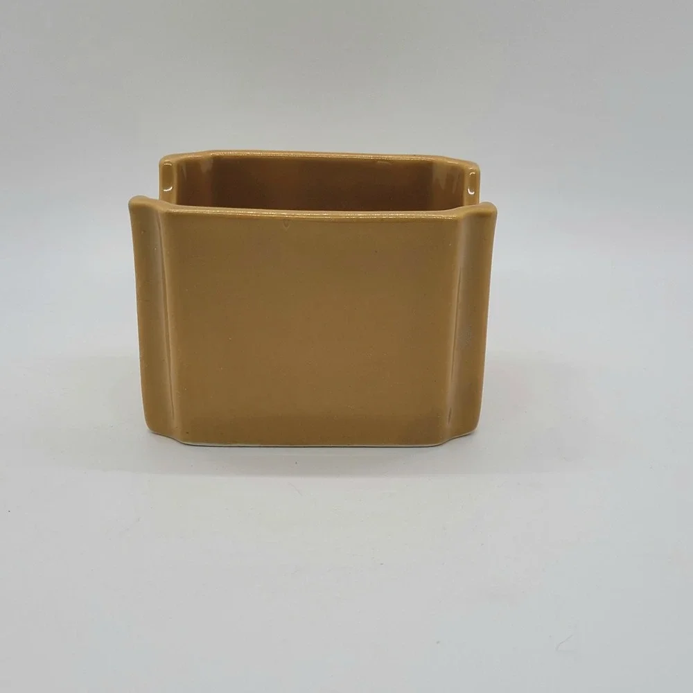 Hall China 716 Vintage Tan Ceramic Sugar Packet Holder Caddy Made in USA